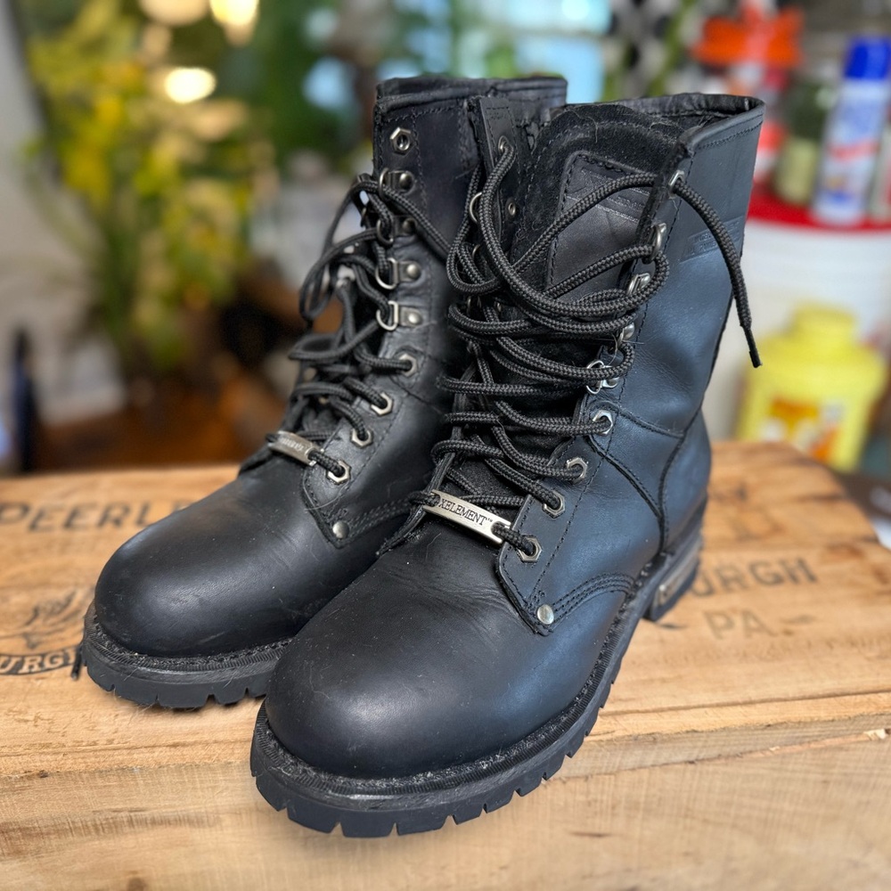Elegant Black Leather Combat Boots